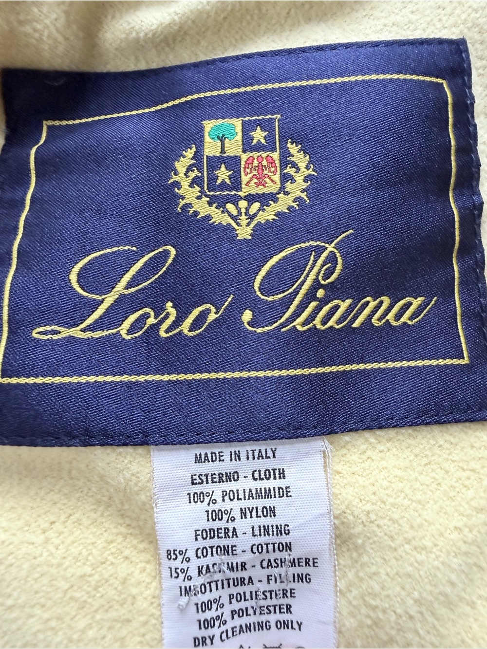 Loro Piana Cream and Navy Label Detail Jacket